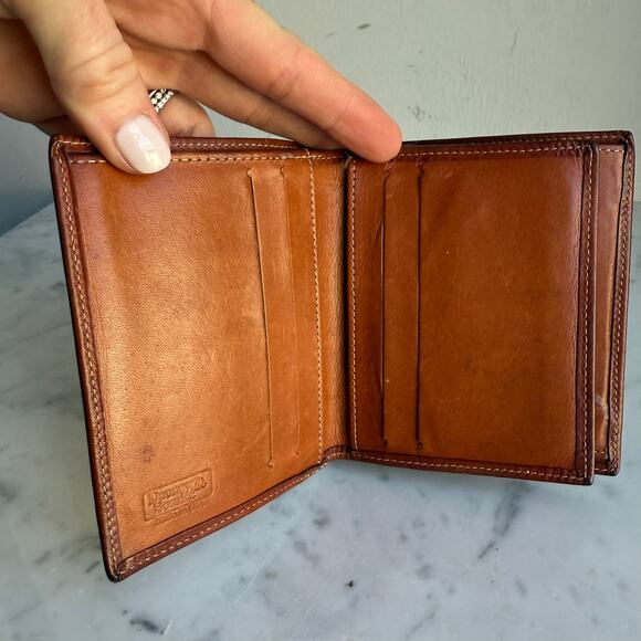 Vintage Dooney & Bourke All Weather Leather Bi-Fold Wallet Green Brown USA Made - Picture 5 of 11